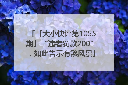「大小快评第1055期」“违者罚款200”，如此告示有煞风景