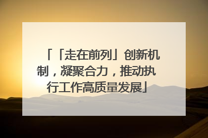 「走在前列」创新机制，凝聚合力，推动执行工作高质量发展