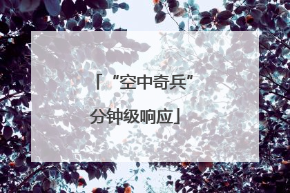 “空中奇兵”分钟级响应