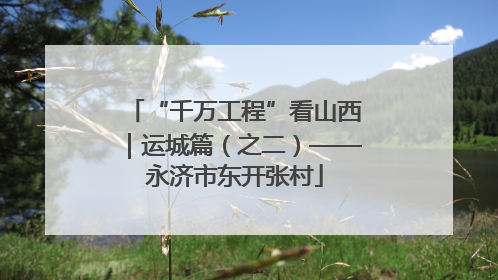 “千万工程”看山西｜运城篇（之二）——永济市东开张村
