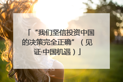 “我们坚信投资中国的决策完全正确”（见证·中国机遇）