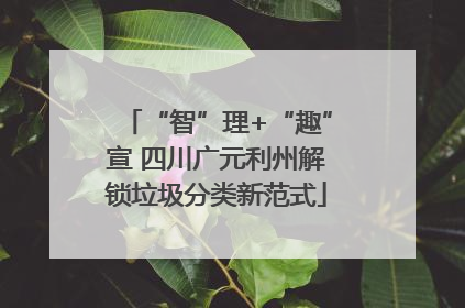 “智”理+“趣”宣 四川广元利州解锁垃圾分类新范式
