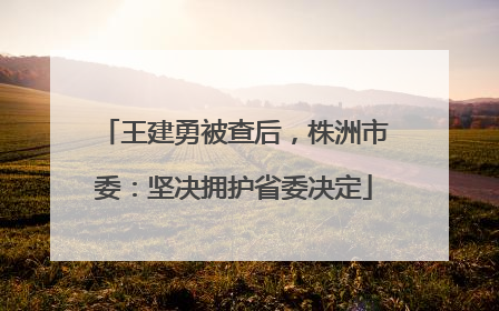 王建勇被查后，株洲市委：坚决拥护省委决定