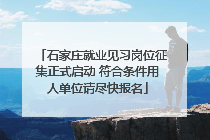 石家庄就业见习岗位征集正式启动 符合条件用人单位请尽快报名
