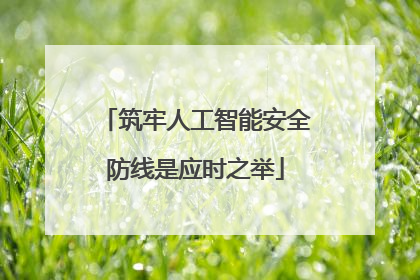 筑牢人工智能安全防线是应时之举
