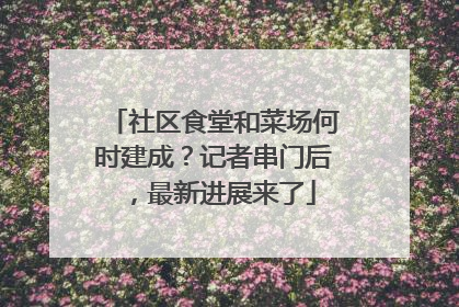 社区食堂和菜场何时建成？记者串门后，最新进展来了
