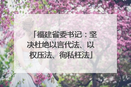 福建省委书记：坚决杜绝以言代法、以权压法、徇私枉法