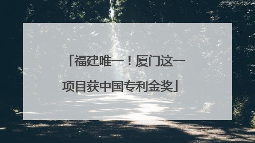 福建唯一！厦门这一项目获中国专利金奖