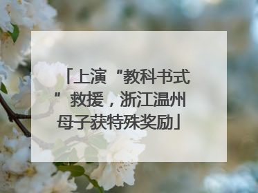 上演“教科书式”救援，浙江温州母子获特殊奖励