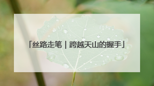 丝路走笔｜跨越天山的握手