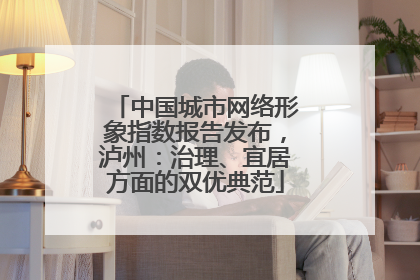 中国城市网络形象指数报告发布，泸州：治理、宜居方面的双优典范
