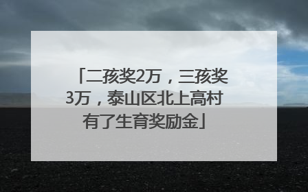 二孩奖2万，三孩奖3万，泰山区北上高村有了生育奖励金