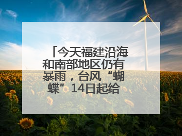 今天福建沿海和南部地区仍有暴雨，台风“蝴蝶”14日起给福建带来影响