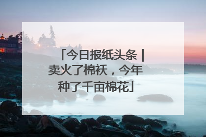 今日报纸头条｜卖火了棉袄，今年种了千亩棉花