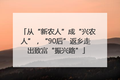 从“新农人”成“兴农人”，“90后”返乡走出致富“振兴路”