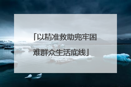 以精准救助兜牢困难群众生活底线