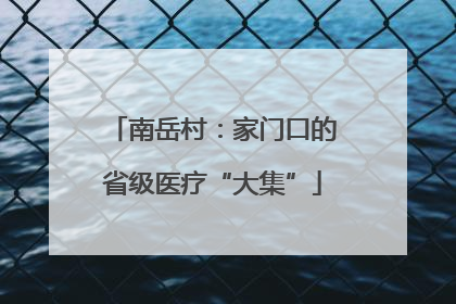 南岳村：家门口的省级医疗“大集”