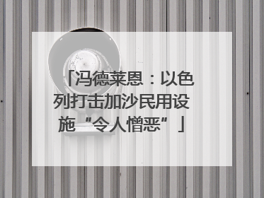 冯德莱恩：以色列打击加沙民用设施“令人憎恶”