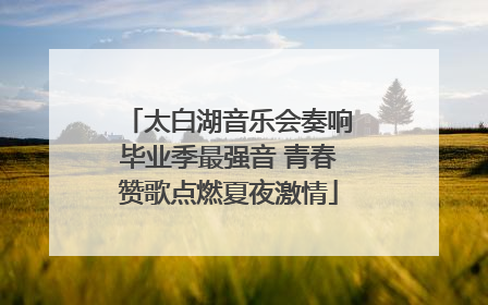 太白湖音乐会奏响毕业季最强音 青春赞歌点燃夏夜激情