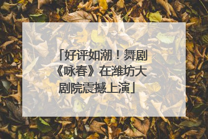 好评如潮！舞剧《咏春》在潍坊大剧院震撼上演