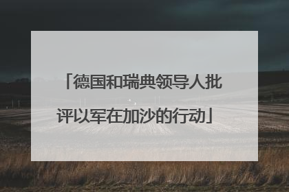 德国和瑞典领导人批评以军在加沙的行动