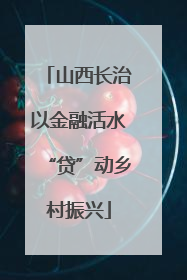 山西长治以金融活水“贷”动乡村振兴