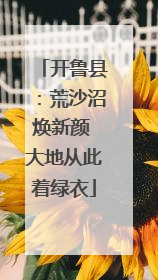 开鲁县：荒沙沼焕新颜 大地从此着绿衣