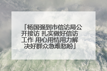 杨国强到市信访局公开接访 扎实做好信访工作 用心用情用力解决好群众急难愁盼