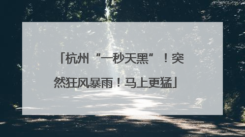 杭州“一秒天黑”！突然狂风暴雨！马上更猛