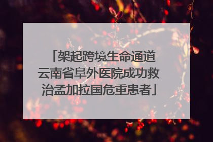 架起跨境生命通道 云南省阜外医院成功救治孟加拉国危重患者