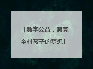 数字公益，照亮乡村孩子的梦想
