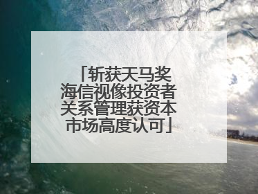 斩获天马奖 海信视像投资者关系管理获资本市场高度认可