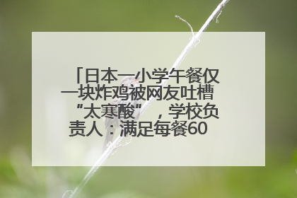 日本一小学午餐仅一块炸鸡被网友吐槽“太寒酸”，学校负责人：满足每餐600千卡的标准