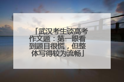 武汉考生谈高考作文题：第一眼看到题目很慌，但整体写得较为流畅