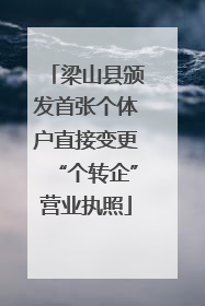 梁山县颁发首张个体户直接变更“个转企”营业执照