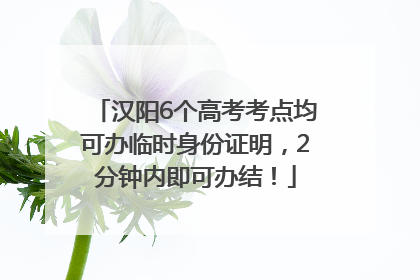 汉阳6个高考考点均可办临时身份证明，2分钟内即可办结！