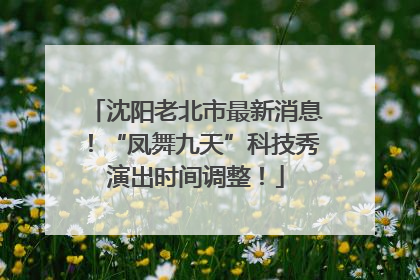 沈阳老北市最新消息！“凤舞九天”科技秀演出时间调整！