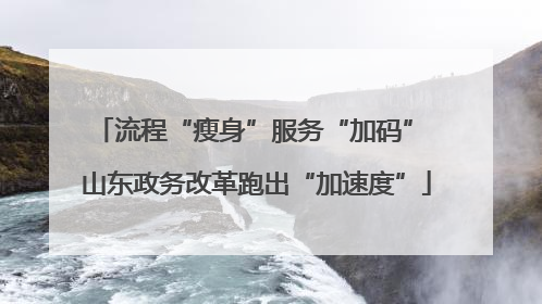 流程“瘦身”服务“加码” 山东政务改革跑出“加速度”