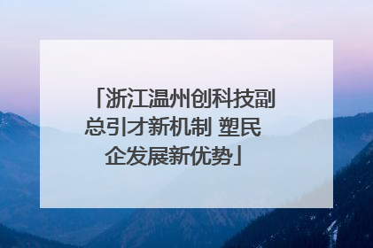 浙江温州创科技副总引才新机制 塑民企发展新优势