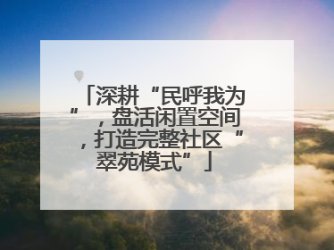 深耕“民呼我为”，盘活闲置空间，打造完整社区“翠苑模式”