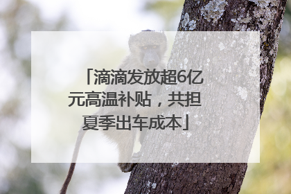 滴滴发放超6亿元高温补贴，共担夏季出车成本
