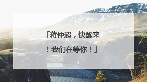蒋仲超，快醒来！我们在等你！