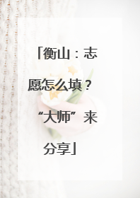 衡山：志愿怎么填？“大师”来分享