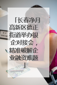 长春净月高新区德正街道举办银企对接会，精准破解企业融资难题