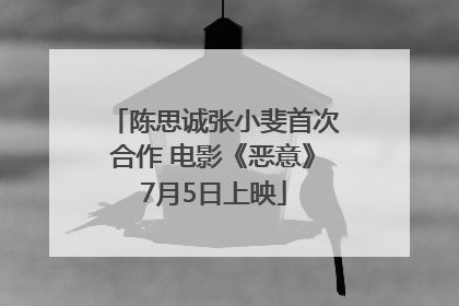 陈思诚张小斐首次合作 电影《恶意》7月5日上映
