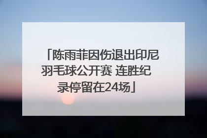 陈雨菲因伤退出印尼羽毛球公开赛 连胜纪录停留在24场