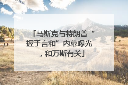 马斯克与特朗普“握手言和”内幕曝光，和万斯有关