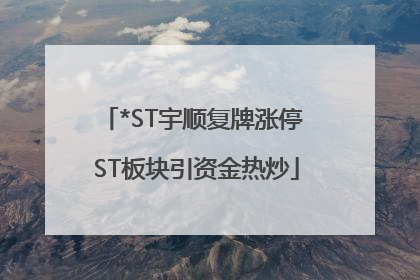 *ST宇顺复牌涨停 ST板块引资金热炒